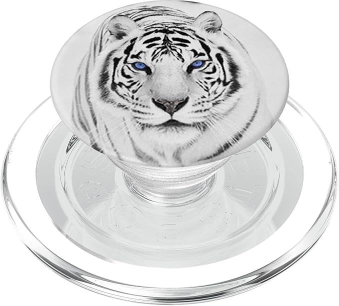 White Tiger Blue Eyes Cute Big Wild Cat Animal Gift Idea PopSockets Adhesive PopGrip