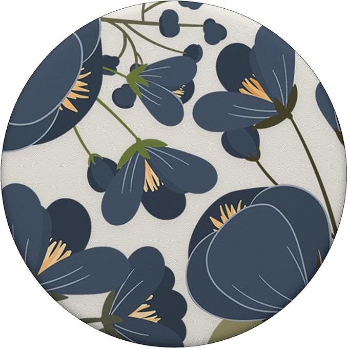 Cute Navy Floral Botanical Pattern PopSockets Adhesive PopGrip