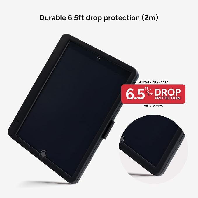 ZAGG Denali iPad 10.2-Inch Case - Ultra-Durable Eco-Friendly Drop-Resistant with Snap-On Screen Protector &amp Infinity Angle Stand Compatible with 7th-9th Gen Black
