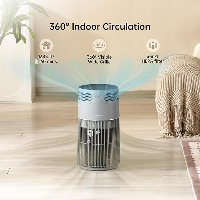 WiseSky Pet Air Purifier for Cat Owners, High-Efficiency Air Purifier for Cat