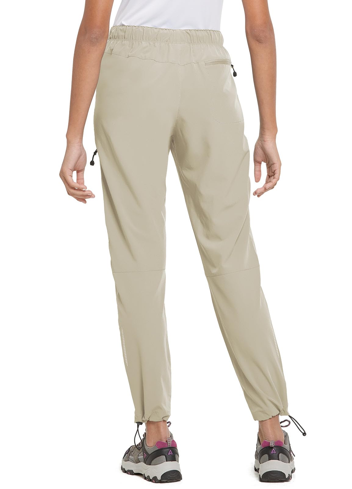 baleaf Cargo Pants for Women Petite Joggers Lightweight Quick Dry Pant Water Resistant 27'' Travel Workout Athletic Suntan Size M