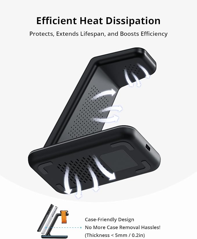 Wireless Charger for Samsung&ampAndroid: JoyGeek 3 in 1 Charging Station for S26/S25/S24/S23/S22/S21/S20/Note20/Z Fold&ampFlip Galaxy Watch8/7/6/5/4/3/Active2/1 Buds 3 Pro