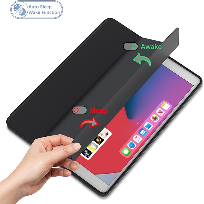Case for iPad 6th / 5th Generation 9.7-inch iPad Air 2 /Air 1 | Smart Trifold Stand Shockproof Case with Pencil Holder Auto Wake/Sleep Cover Viewing &amp Typing Angles Black Flowers