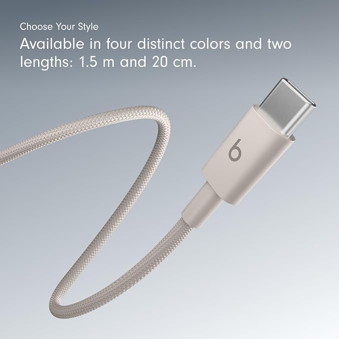 Beats 240W USB-C to USB-C Braided Cable Fast Charging Durable/Tangle Free Compatible with Apple and Android Devices (3 m/10 ft) – Bolt Black