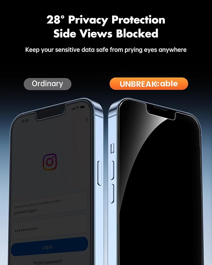 UNBREAKcable 2 Pack Privacy Screen Protector for iPhone 11 Pro Max/Xs Max Shatterproof Tempered Glass [True 28°Anti Spy] [9H Hardness] [Easy Installation] Protector for Apple 6.5
