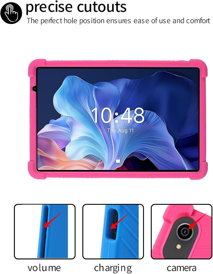 for ApoloSign EP103A 10.1 Tablet CaseBOVUGAC Soft Silicone Case Adjustable Stand Shockproof Kids Friendly (Black)