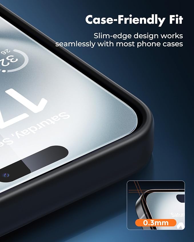 UNBREAKcable iPhone 15 Screen Protector 3-Pack Upgraded Dual-Tempered Glass + 3 Camera Lens Protectors Military-Grade 9H Hardness HD Clarity Anti-Fingerprint Case Friendly 6.1 Inch | Upgraded Du