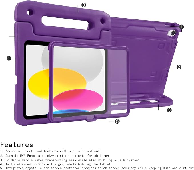 HDE Kids Shockproof Case Built-in Screen Protector for iPad 10th Gen 10.9
