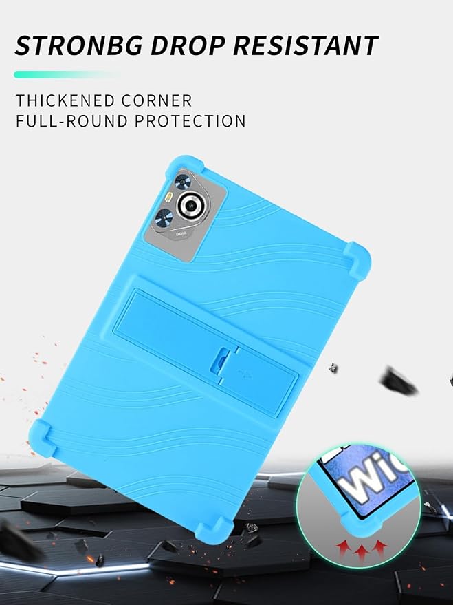 Case for Dghrti TAB30 2025 Android 14 Tablet 10.1 Inch，WUNIAK Shock Proof Lightweight Stand Rubber Shell Protective CoverKids Friendly Soft Silicone Adjustable Stand CoverBlack