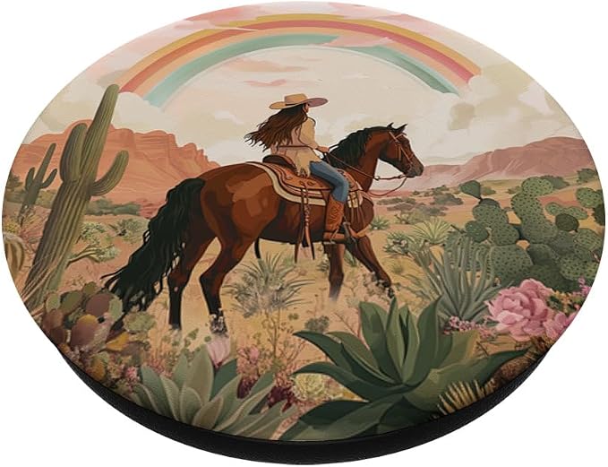 Aesthetic Western Cowgirl Riding Horse Vintage Country Theme PopSockets Adhesive PopGrip