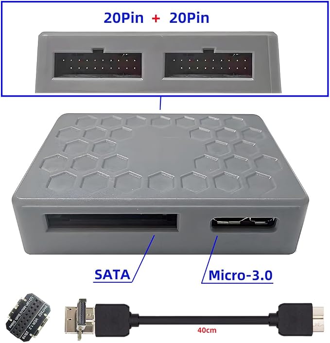 cablecc 5Gbps Type-E USB 3.1 Front Panel Socket &amp USB 2.0 to NVME NGFF M-Key Express Card VL805 Adapter for Motherboard