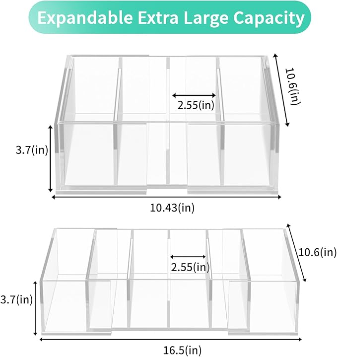 YUNEASELF Expandable Lid Storage Organizer: Kitchen Food Container Lids Organizer for Cabinet - Acrylic Extra Large 10-18" Food Storage Container Holder for Cabinets Cupboards Pantry Drawer