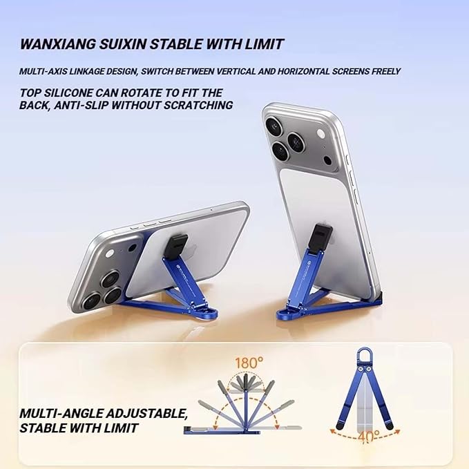 Aluminum Alloy Folding Phone StandPortable Mini Keychain Universal Desktop Holder Lightweight 22g Multifunctional Phone Support (Black)