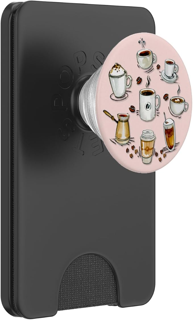 Cute Coffee Latte Art Gift for Mom Cafe Pink PopSockets Adhesive PopGrip