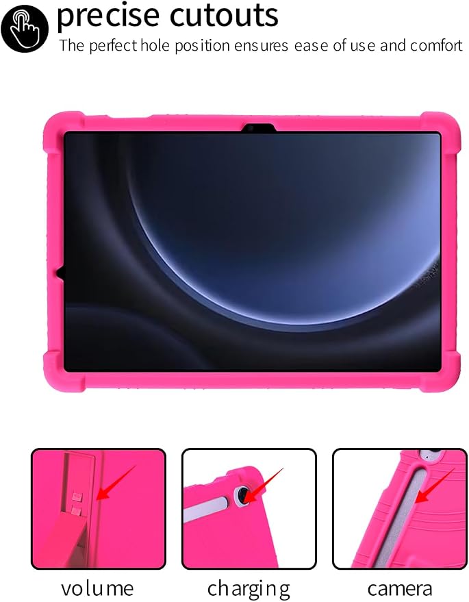 for Samsung Galaxy Tab S10 FE 11 Inch Tablets CaseBOVUGAC Soft Silicone Adjustable Stand Shockproof Kids Friendly for 10 Inch Tablets(Black)