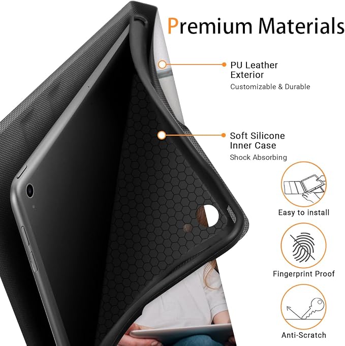 Custom Case for iPad Air 3rd Generation 2019 / iPad Pro 2017 10.5 inch Personalized Customized Picture Logo Text Name PU Leather Tablet Cover Premium Folio Flip Stand Case Auto Wake/Sleep