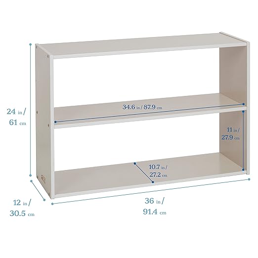ECR4Kids Streamline 2-Shelf Double-Sided Storage Cabinet, 24in, Classroom Furniture, White Wash