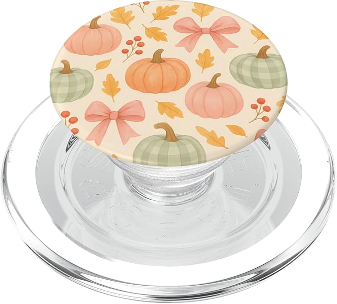 Autumn Flower Fall Pumpkin Bow Girl Women Fall Themed PopSockets Adhesive PopGrip