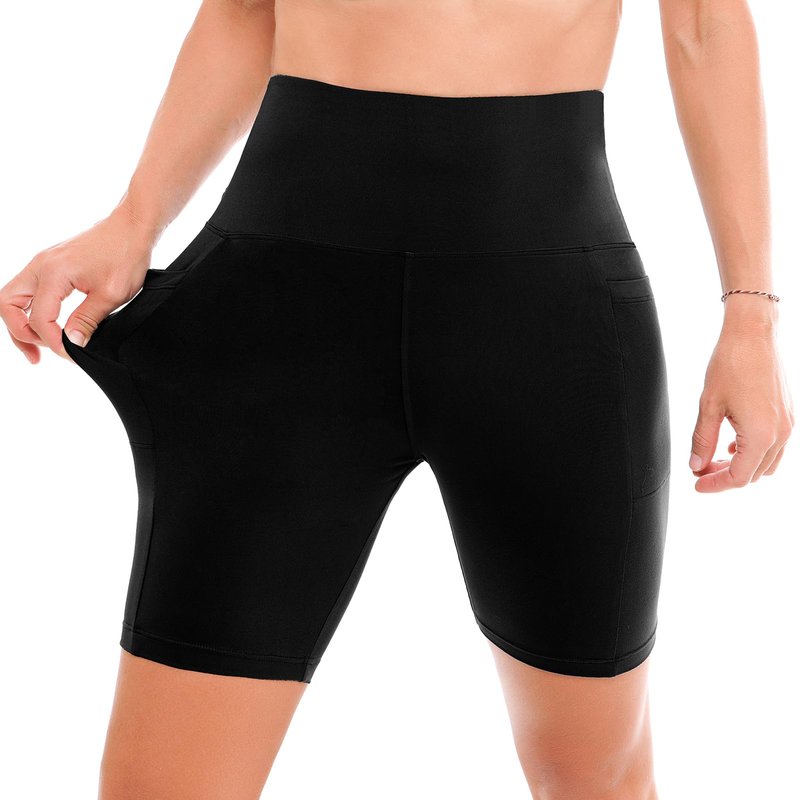 Ipletix Biker Shorts with Pockets for Women - 6'' High Waisted Womens Yoga Gym Athletic Running Workout Shorts Black LXL