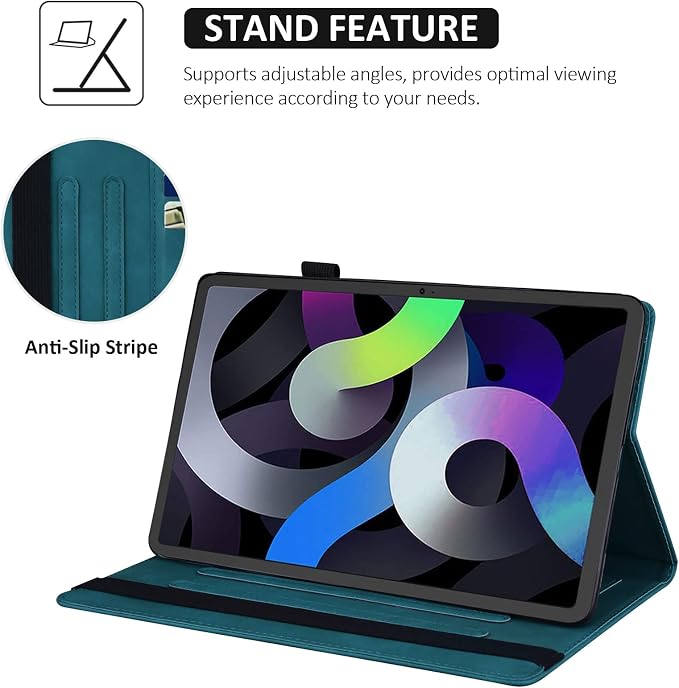 Dteck Case for Samsung Galaxy Tab S9 FE+ Plus 5G Tablet Case 12.4 2023 with Pencil HolderPU Leather Embossed Flower Cat Folio Multi-Angle Viewing Stand Shockproof Protective Tablet 12.4 CoverBlue