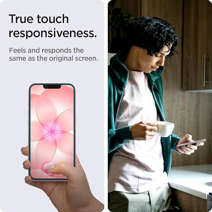Spigen GlasTR EZ FIT Screen Protector for iPhone 17e 16e 14 13 Pro 13 | 9H+ tempered glass Sensor Protection Scratch resistant auto-align tray 100% clarity Original touch Case-friendly 2Pac