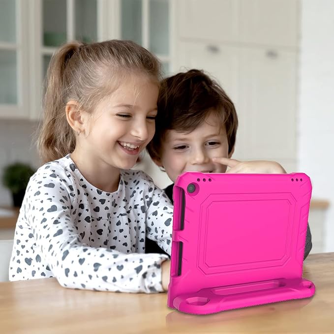DJ&ampRPPQ10 inch Tablet Case for KidsLight Weight Shock Proof Convertible Handle Stand Kids Case Pink