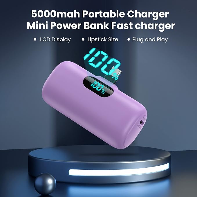 [2 Pack]Small Portable Charger for iPhone 17/16/15 Series5000mAh 3A PD USB C Power Bank Mini Travel Essentials Battery Pack for iPhone 17/17 Pro/16/16 Plus/16 Pro/15 Pro MaxSamsungAndroid/LG etc