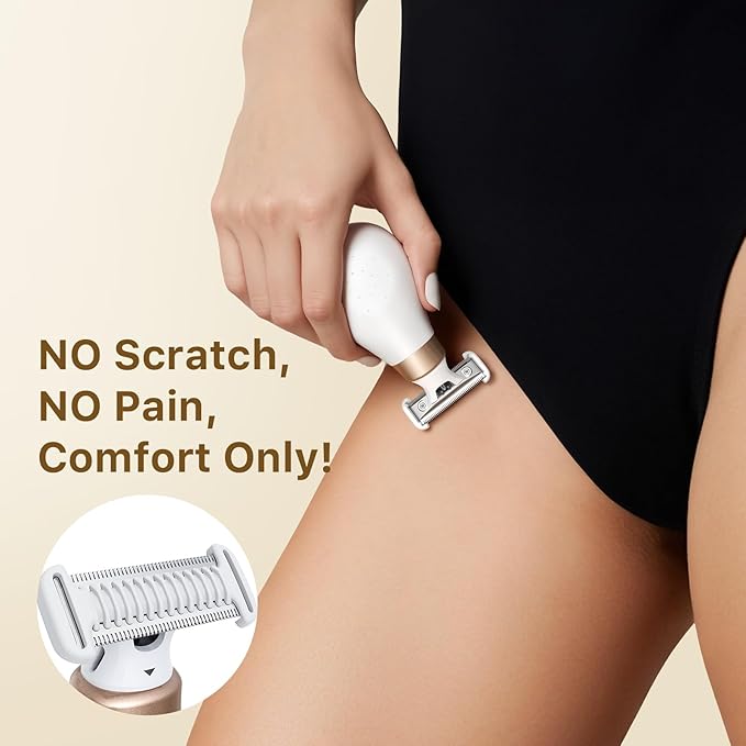 Trimcoo 2026 New Bikini Trimmer for Women - Small But Powerful Electric Razors, Intimate Pubic Hair/Lady Facial Painless Removal, USB-C Cordless Body Shaver for Trip, Replaceable Wet/Dry Blade, White