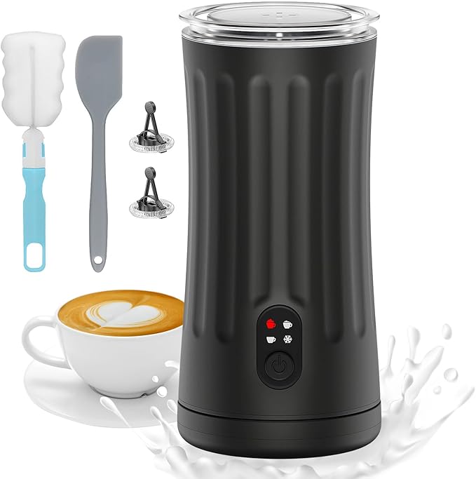 CookSwift Milk Frother, 4-in-1 Milk Steamer and Frother (Classic Black)