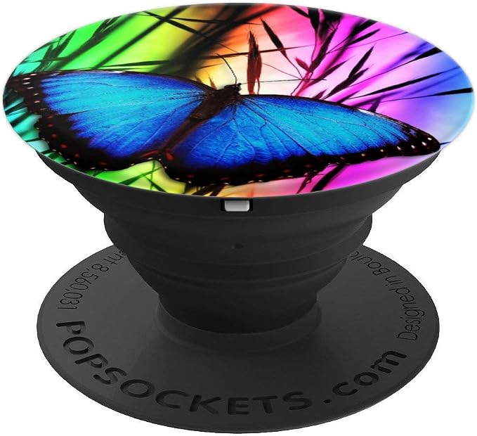 Butterfly Phone Grip Pop Out Holder Rainbow Butterfly Blue PopSockets Adhesive PopGrip