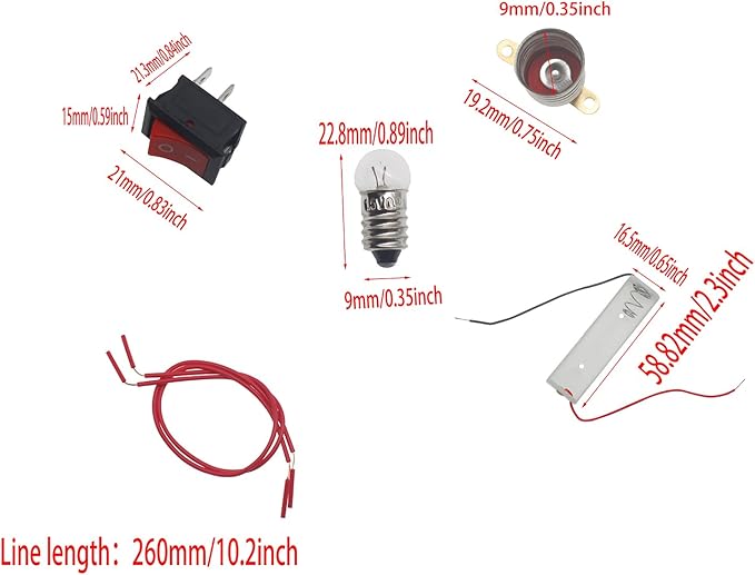 FDXGYH 1 Pack Electrical Circuit Experiment Kit DIY Circuit Experiment Small Bulb Lights up Kit Battery Box Lamp Holder Switch for Home School Educational Kit (1.5V)