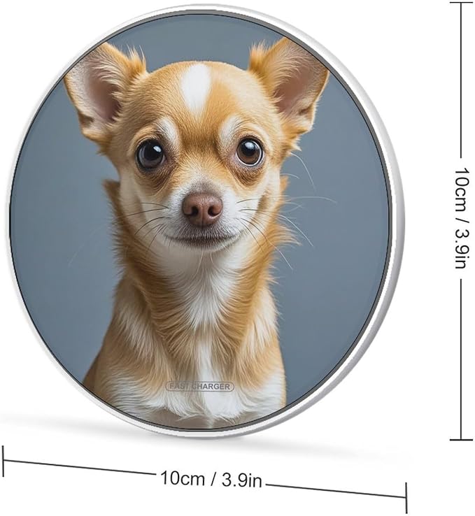 Cute Chihuahua Wireless Charger 10W Portable Fast Wireless Charging Pad Compatible with Phone Slim Charging Station Lightweight Charger Mat Charging Block for Travel Home Office