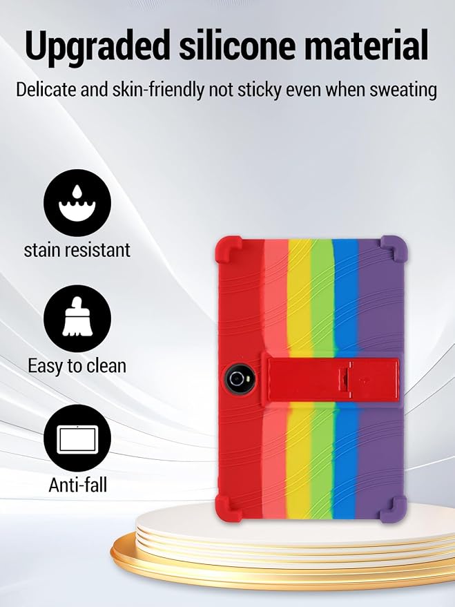 for WXUNJA PTB 2025 (11 Inch) Android 16 Tablet Protective case Shockproof Lightweight Silicone Protective Cover with Stand Child-Friendly Protection Easy to Clean Design Rainbow.
