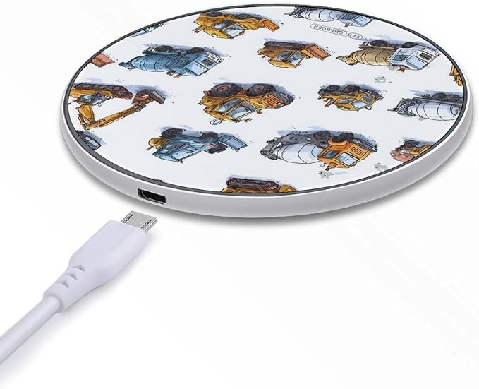 Excavator Tractor Machinery Trucks Print Wireless Charger SlimWireless Charging Pad Anti-Slip Charger Mat for Men Women