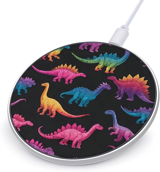 Dino Print Wireless Charger SlimWireless Charging Pad Anti-Slip Charger Mat for Men Women
