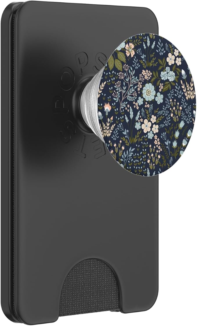 Navy Blue and Pink Floral Flower Print PopSockets Adhesive PopGrip