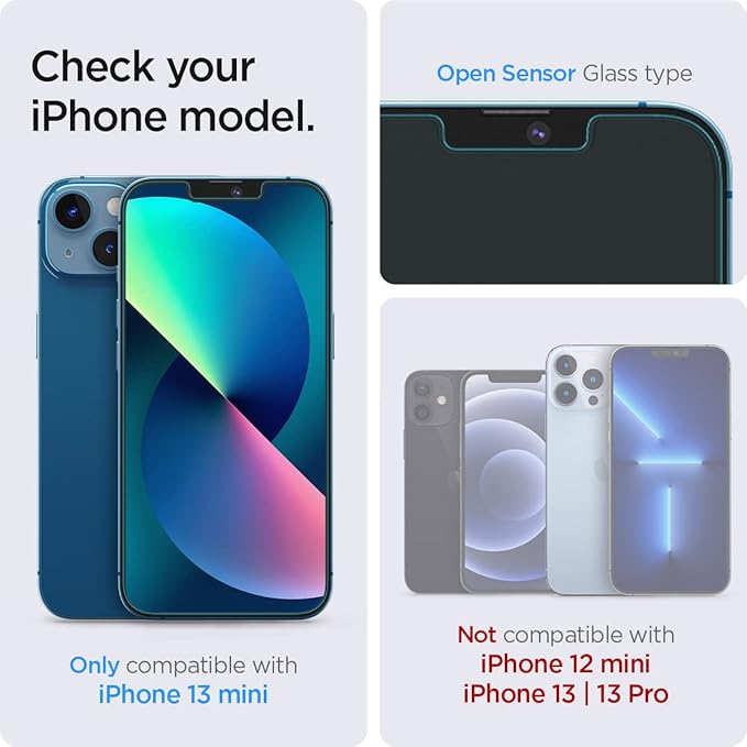 Spigen GlasTR EZ FIT Screen Protector for iPhone 13 Mini | Tempered glass including installation kit crystal clear scratch-resistant case-friendly 9H hardness film