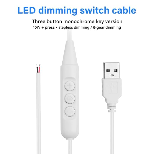 SinLoon USB Male with On/Off Switch to Stripped Ends USB 2.0 6-Speed Dimming Switch Power Cable for LED Strips Little Table Lamp and Other 5V Devices 5Pcs 1.5M/4.9FT (Black)