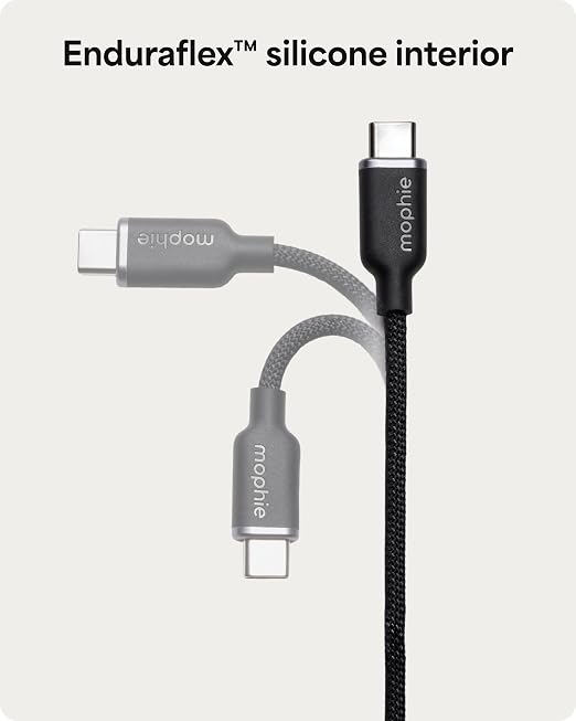 Mophie Charge Stream USB-C to USB-C 3m/10ft Cable - 60W Power Delivery Enduraflex Silicone Ultra-Durable Braided Design for Everyday Use