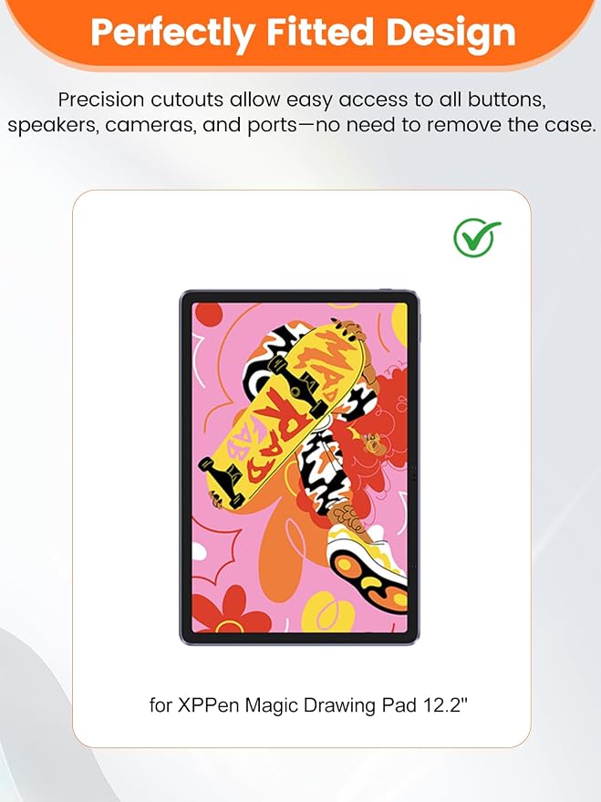 Case Compatible with XPPen Magic Drawing Pad 12.2 Inch Tablet – Shockproof TPU Protective Case with Kickstand Anti-Slip Drop-Resistant Business Style (Clear)