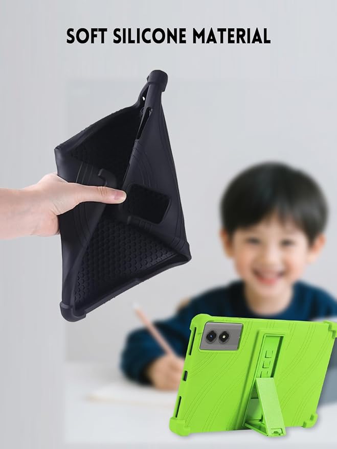 Case for TABWEE T50 Tablet 11 Inch (Black) | Soft Silicone Kids Friendly Protective Cover with Adjustable Stand Drop-Proof