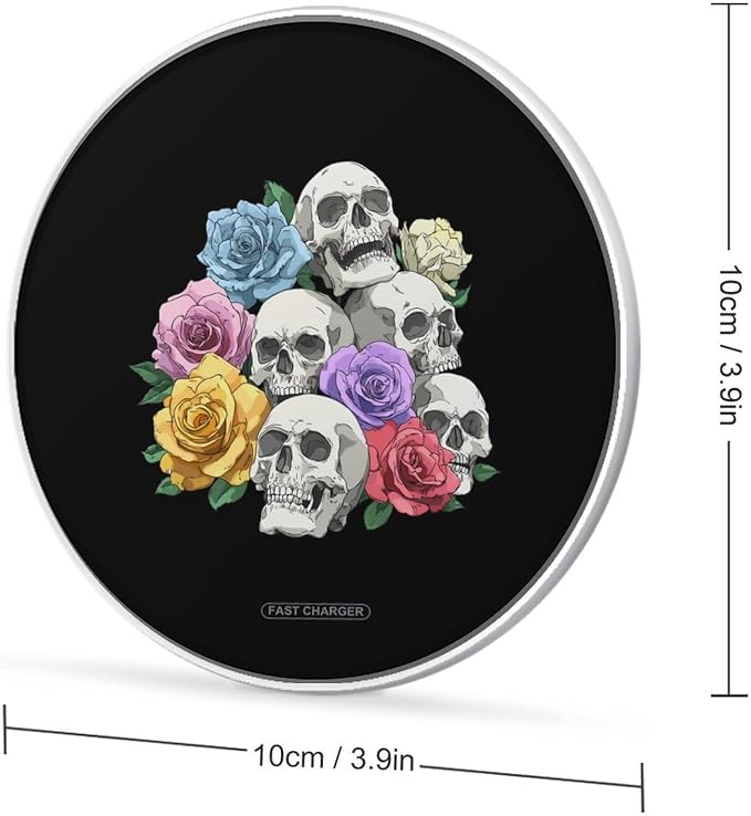 Skull Rose Wireless Charger SlimWireless Charging Pad Anti-Slip Charger Mat for Men Women