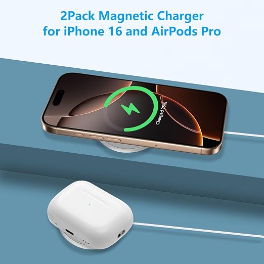[Apple MFi Certified] Magnetic Wireless Charger for iPhone 16 Pro Max/16 Pro/15/14/13/12/Plus/AirPods 3/2/Pro 2 6FT Magnet Charge for Apple Mag-Safe Charger Fast Wireless Charging 2Pack