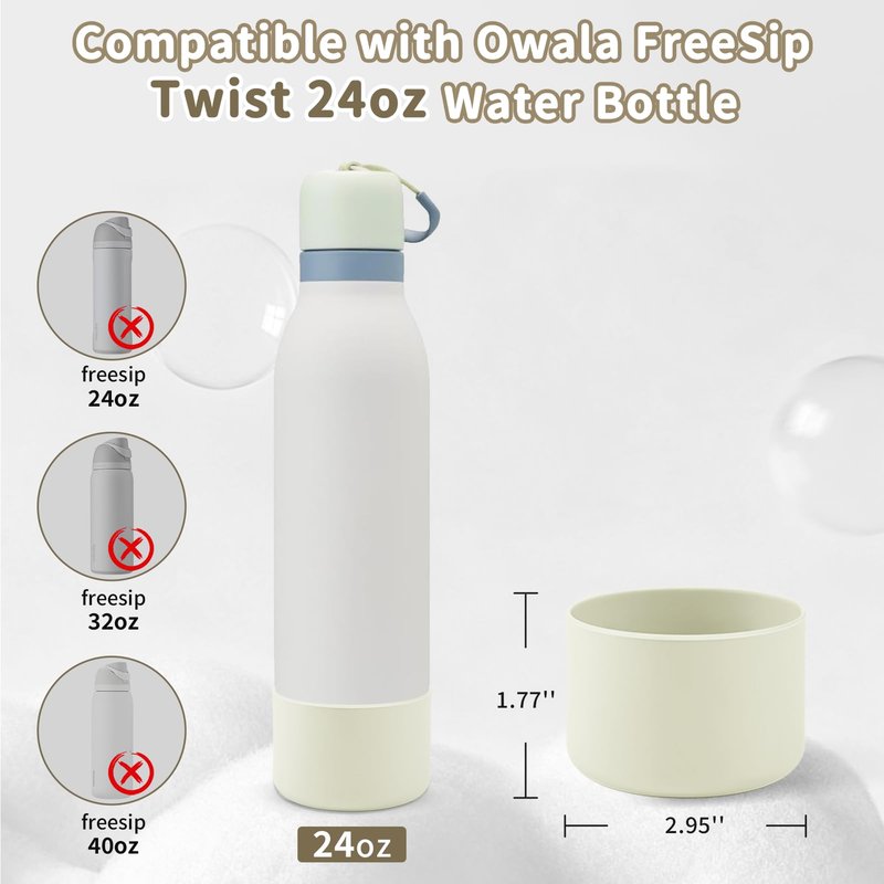 BKBY 2pcs Silicone Boot Compatible with Owala FreeSip Twist 24oz, Anti-Slip & Anti-Scratches Protective Sleeve Bottom Cover for Owalaa FreeSip Twist Water Bottle (Iced Breeze)