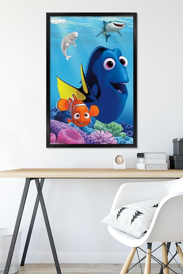 Trends International Disney Pixar Finding Dory - Dory Wall Poster, 22.375" x 34", Black Framed Version