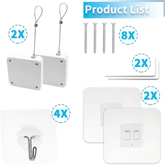 Rierdge 1000g Set of 2 Punch-Free Automatic Sensor Door Closer, Multifunctional Drawstring Auto Door Closer for Residential Commercial Bedroom Room Storm (White)