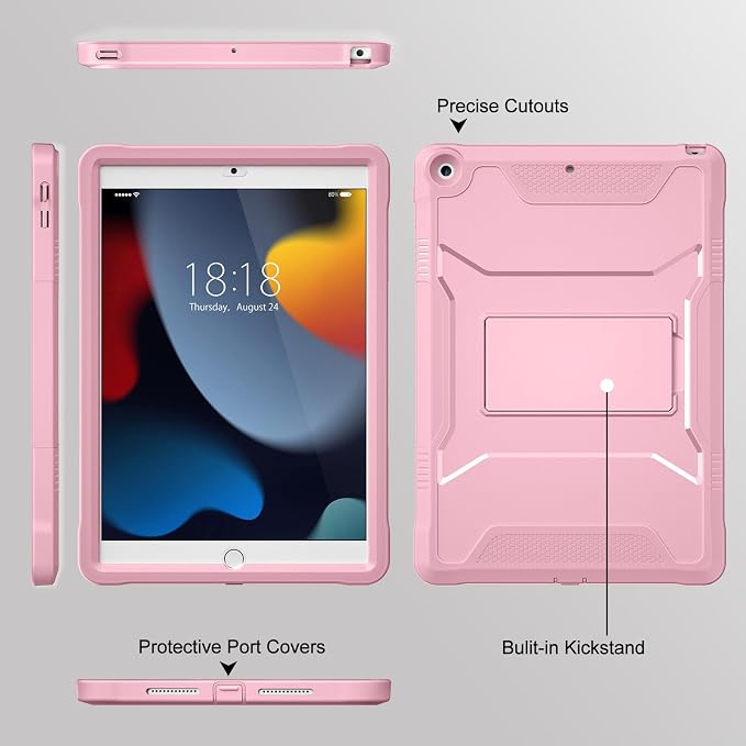 DTTO Case for for iPad 9th/8th/7th Generation 10.2-inch Black | Durable Shockproof Protective Cover Built-in Screen Protector &amp Kickstand Corner Protection