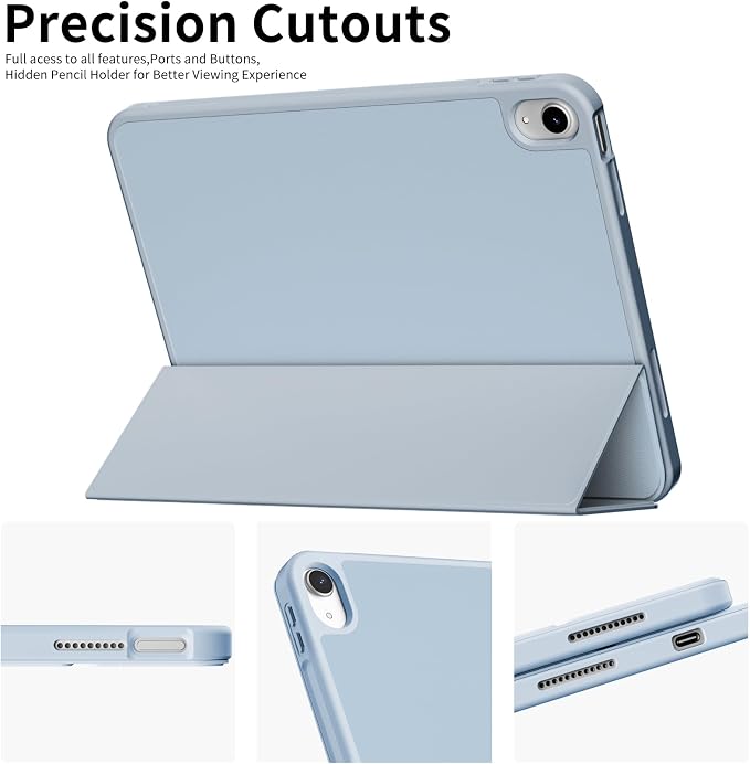 Case for iPad 11th Generation A16 Chip (2025) iPad 10th Generation Case 10.9-inch (2022) Trifold Stable Stand Protective Soft TPU Back Cover with Pencil Holder Black