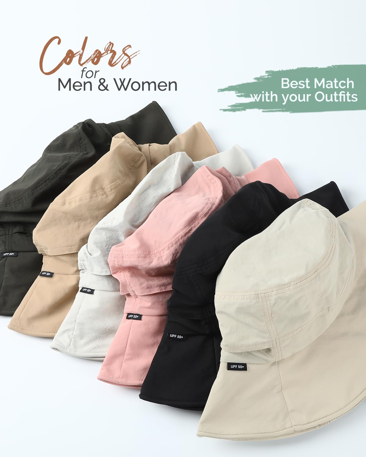 Creekstone Bucket Hat Waterproof Rain Hat for Women Men Sun Hats UPF50+ Packable Summer Hat Hiking Travel Floppy Sun Hat (US, Alpha, One Size, Beige)