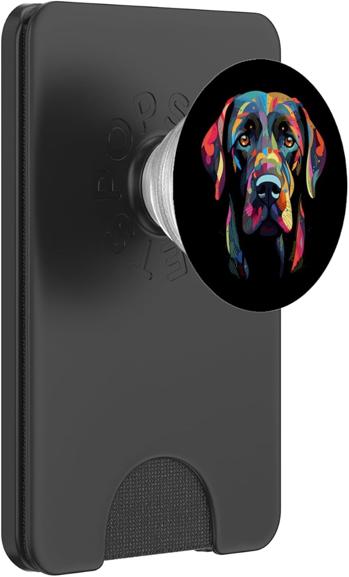 Labrador Retriever Colorful Dog Face Funny Lab Lover Black PopSockets Adhesive PopGrip